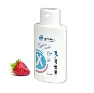Mirafluor-gel 250 ml Erdbeere - Fluoridgel für Erwachsene (1,23% Fluorid)