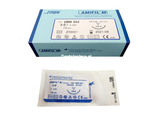 Sinpo Amifil M 5-0 CE-3 3/8 16mm tnąca 75 cm 10 szt. - Nici chirurgiczne niewchłanialne